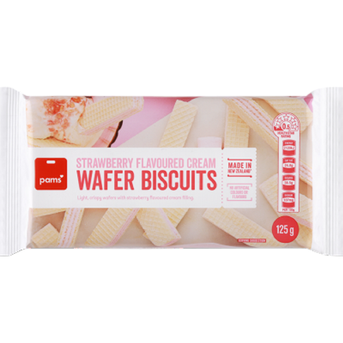 Pams Wafer Biscs Strawberry Cream 125g