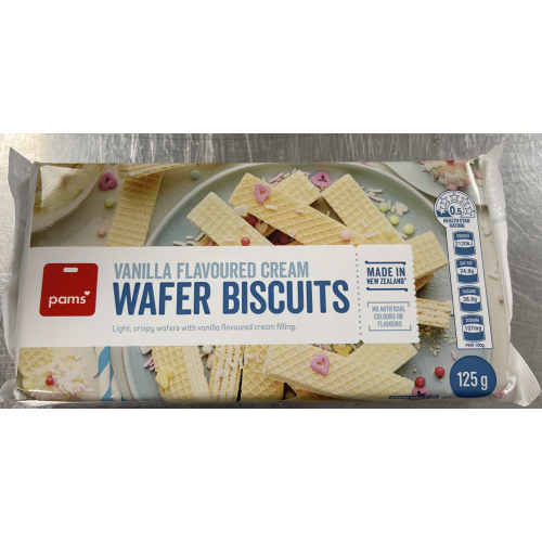 Pams Wafer Biscuits Vanilla Cream 125g