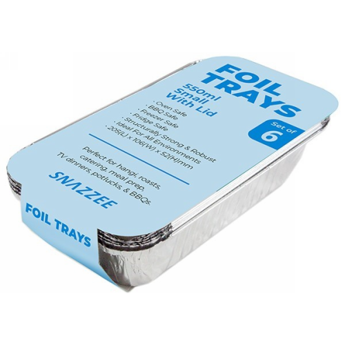 Snazzee Foil Tray Small W/Lid 6pk