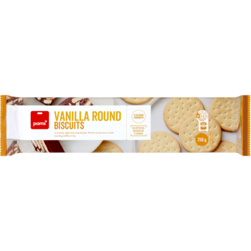 Pams Vanilla Round Biscuits 250g