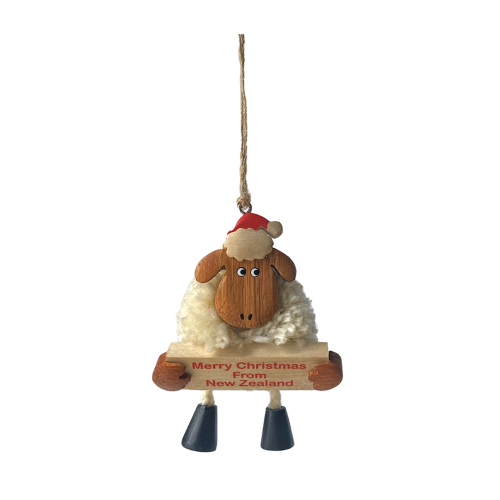 Wooden Christmas Pompom Sheep Hanging Ornaments 36pc