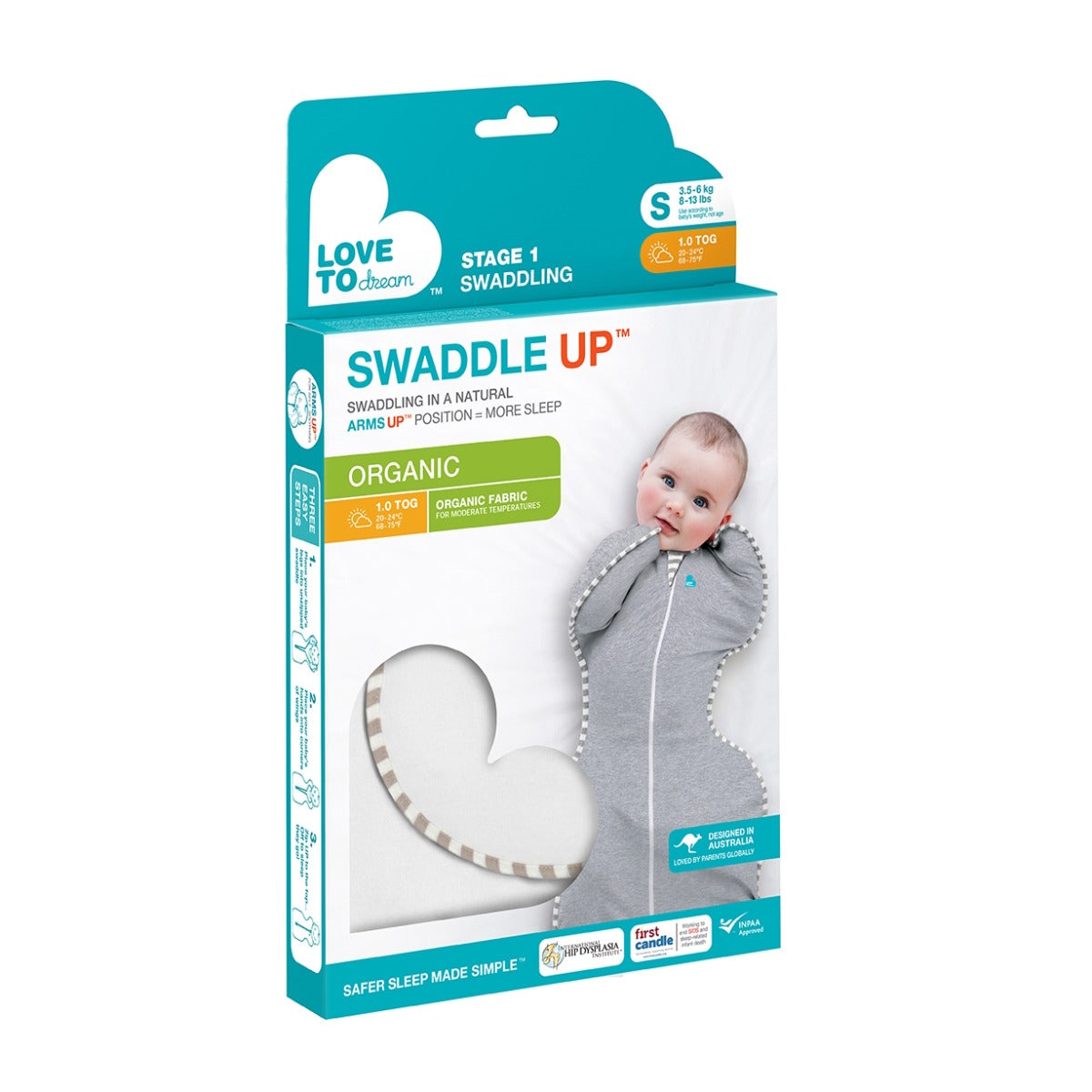 Love to Dream Swaddle Up™ Organic 1.0 TOG - Cream - Small