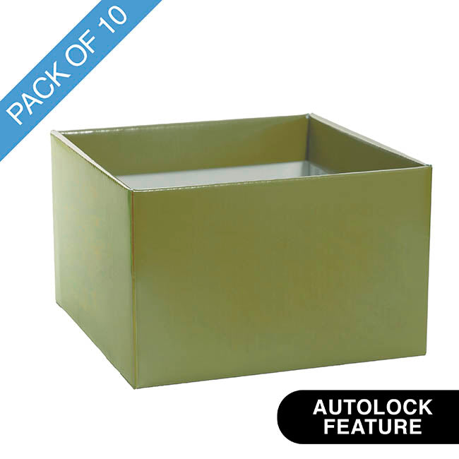 Large Posy Box Autolock Base Pack 10 Moss Green (22x14cmH)