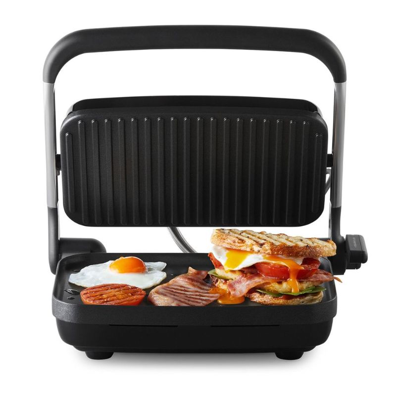 Café Style 2-Slice Sandwich Press with adjustable height for perfect toasting and easy cleaning, ideal for gourmet meals at home.