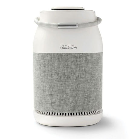 Fresh Protect™ Air Purifier with sleek design, 360° air intake, UV light, and True HEPA filter for healthier air.