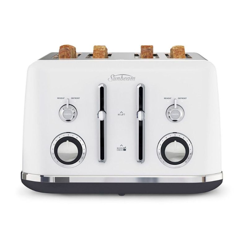 Sunbeam Alinea™ Classic 4 Slice Toaster in Ocean Mist with dual controls, reheat, and customizable browning settings.