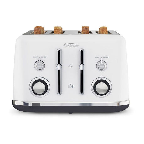 Sunbeam Alinea™ Classic 4 Slice Toaster in Ocean Mist with dual controls, reheat, and customizable browning settings.