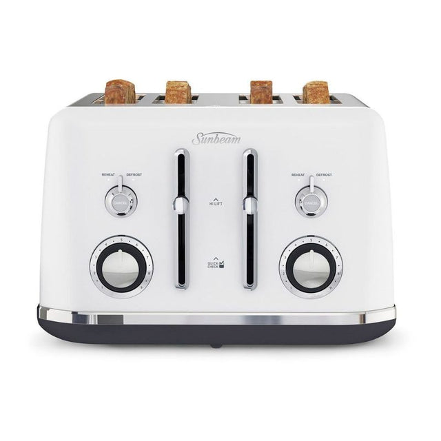 Sunbeam Alinea™ Classic 4 Slice Toaster in Ocean Mist with dual controls, reheat, and customizable browning settings.