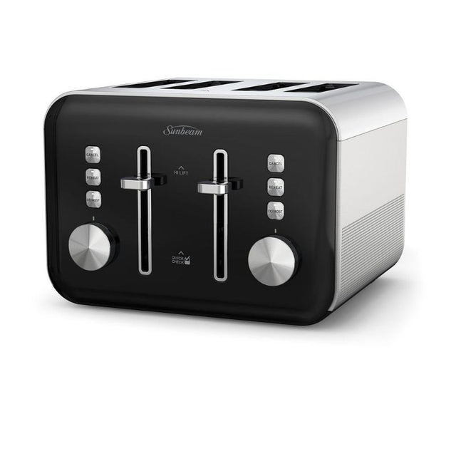 Sleek black Simply Shine™ 4 Slice Toaster with electronic browning controls and modern design for perfect, even toasting.