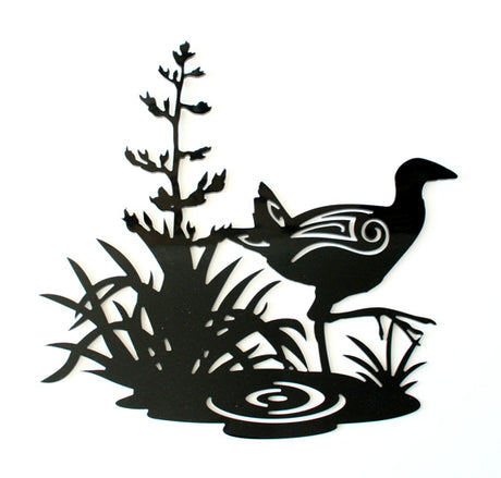 Large Pukeko wall art in vibrant colors, crafted from durable ACM, perfect for showcasing kiwi pride in any room.