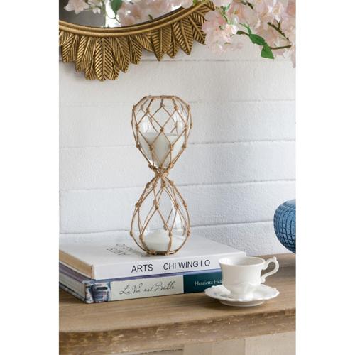 WOVEN HOUR GLASS WITH WHITE SAND - LARGE