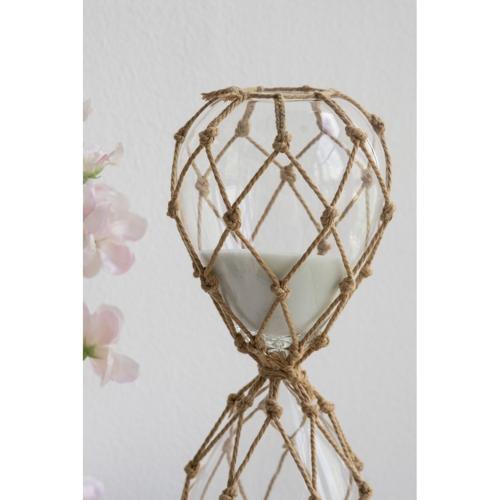 WOVEN HOUR GLASS WITH WHITE SAND - LARGE
