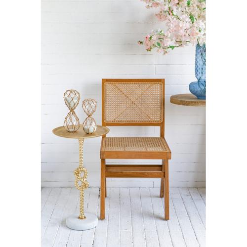WOVEN HOUR GLASS WITH WHITE SAND - SMALL