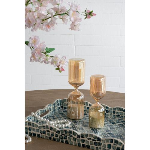 AMBER SHIMMER HOURGLASS WITH WHITE SAND - SMALL