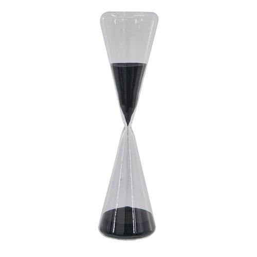 TRIANGULAR HOUR GLASS WITH BLACK SAND