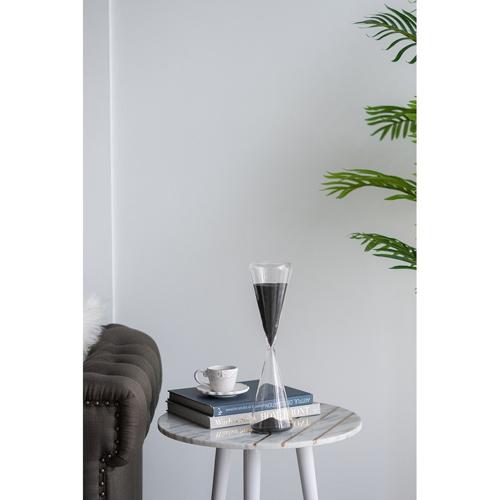 TRIANGULAR HOUR GLASS WITH BLACK SAND