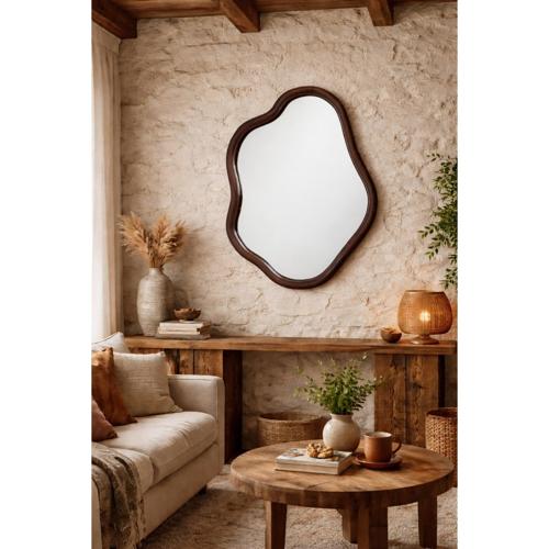WALNUT ABSTRACT MIRROR - 1200x800x40