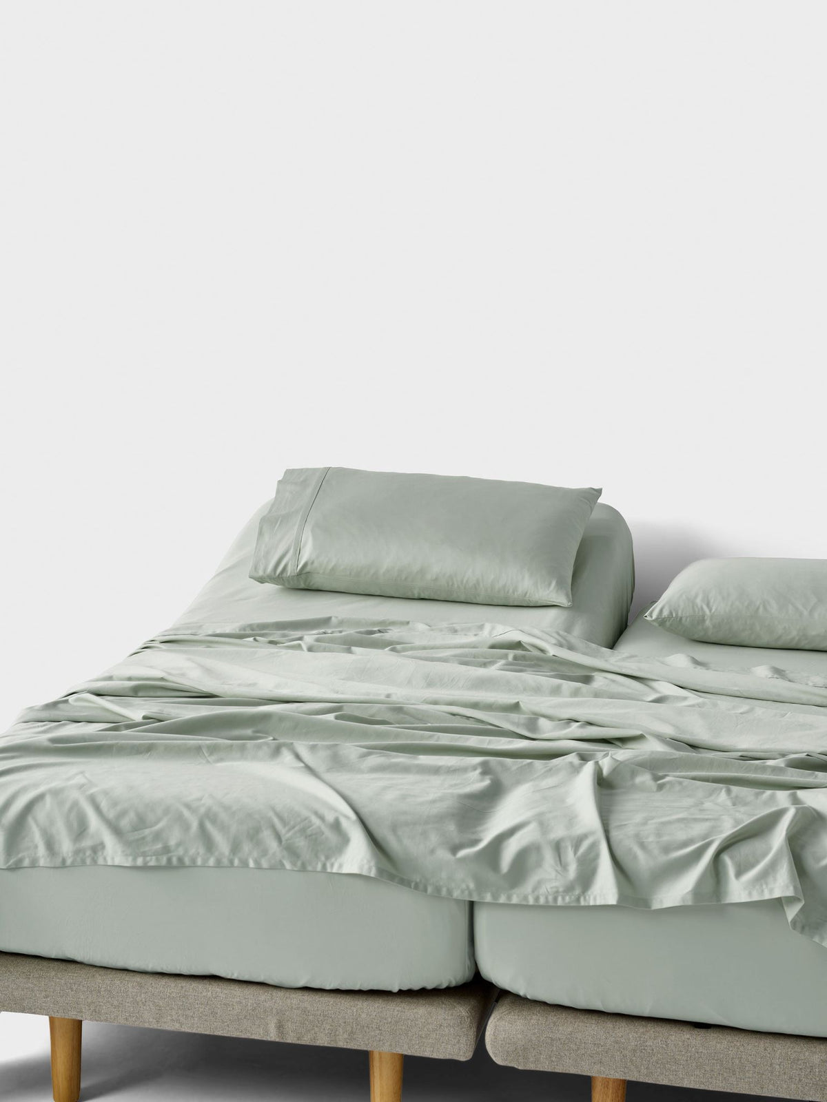 Sheet Set - 500 Thread Count Cotton Sateen Augusta Green Gum - Split King