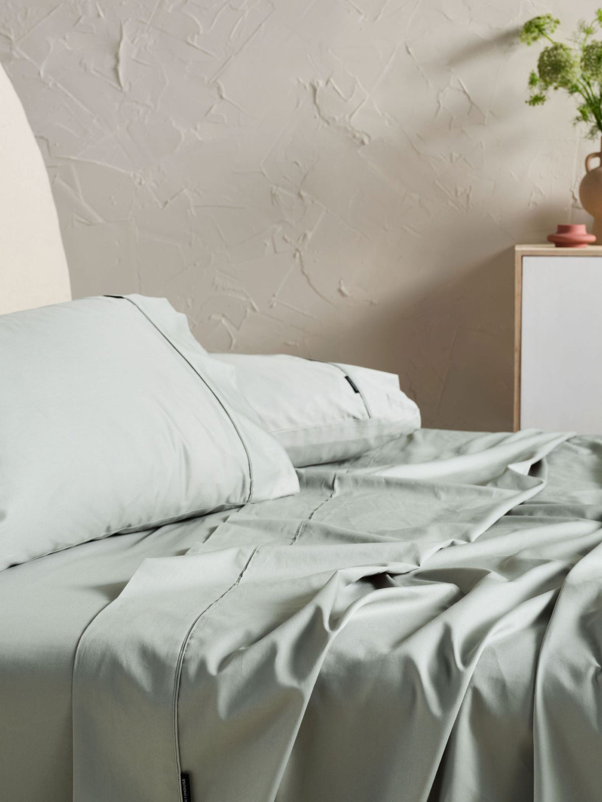 Sheet Set - 500 Thread Count Cotton Sateen Augusta Green Gum - Double