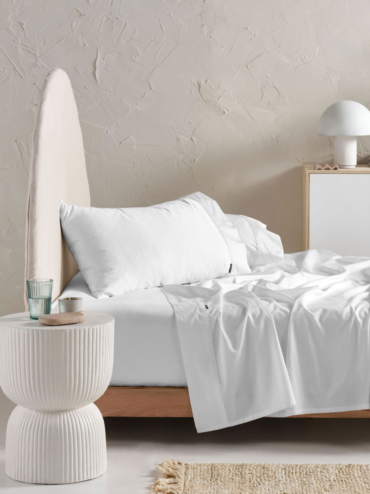 Sheet Set - 500 Thread Count Cotton Sateen Augusta White Linen House - Queen