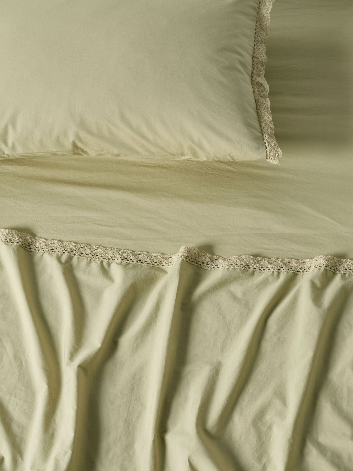 Sheet Set - 250 Thread Count Washed Organic Cotton Marion Pistachio - King Green
