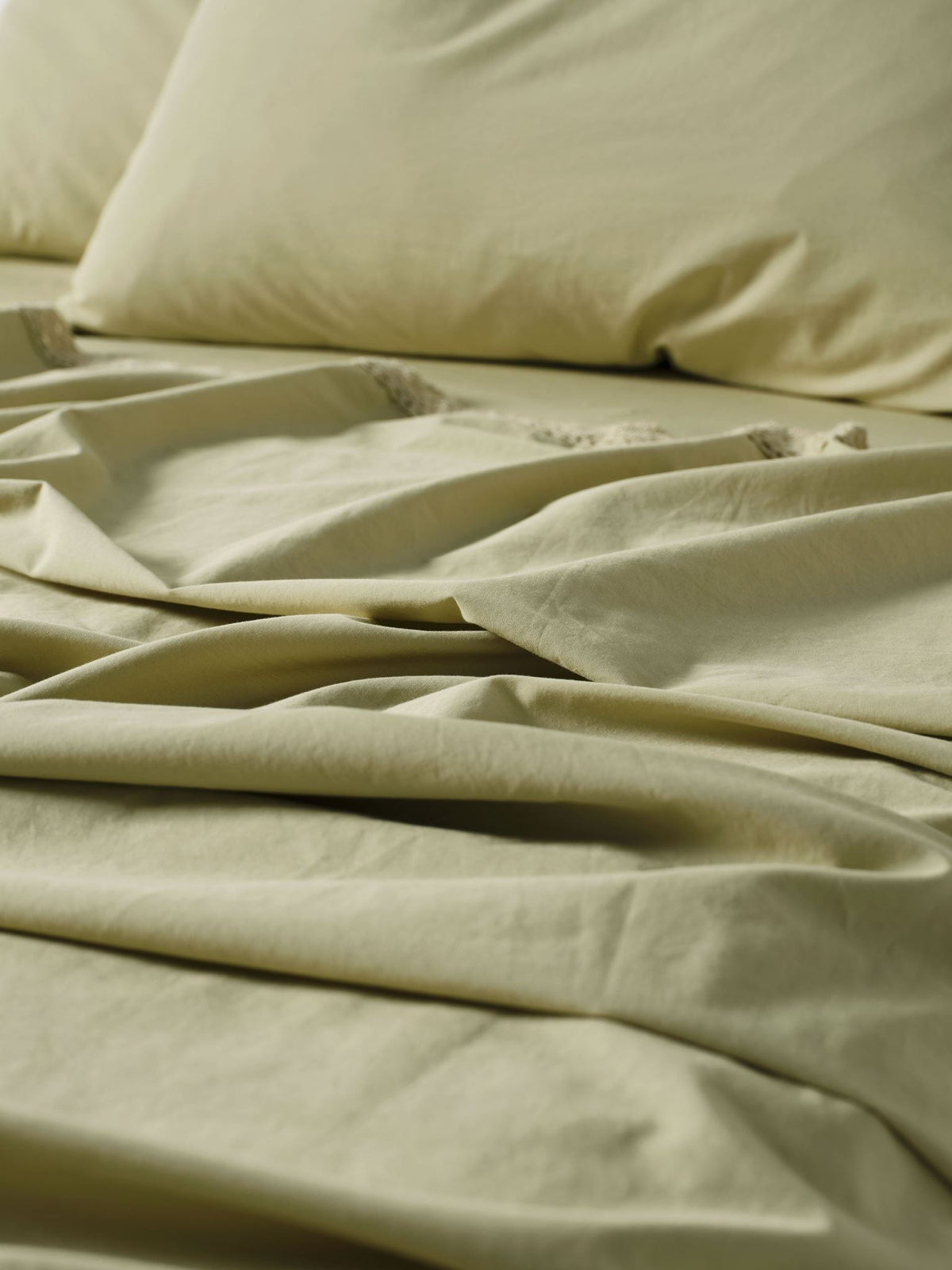 Sheet Set - 250 Thread Count Washed Organic Cotton Marion Pistachio - King Green