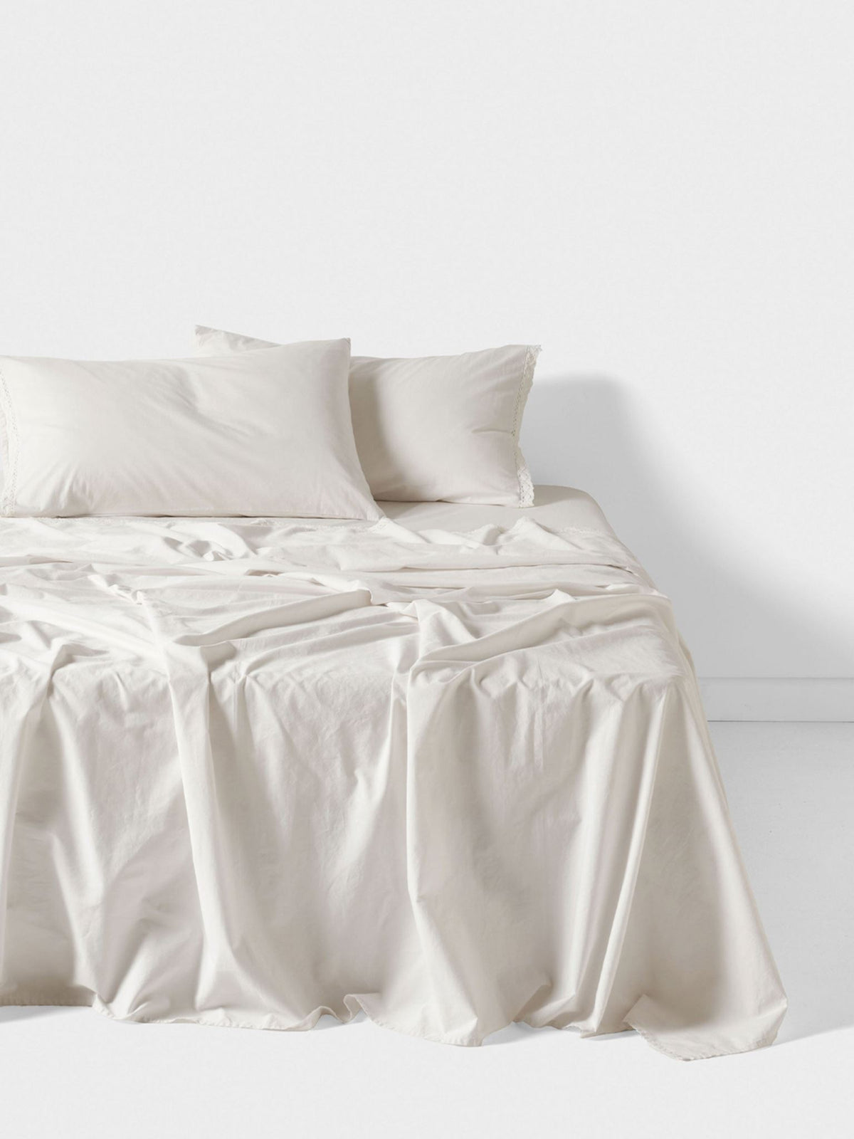 Sheet Set - 250 Thread Count Washed Organic Cotton Marion Vanilla - Double White
