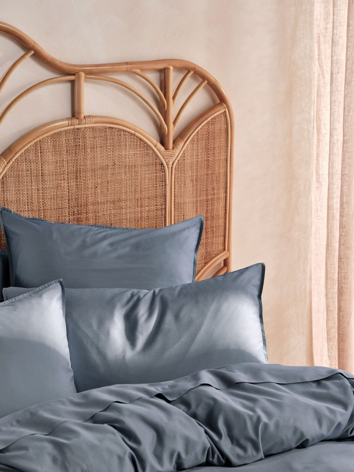Quilt Cover Set - 400 Thread Count Bamboo Cotton Nara Bluestone - Queen Blue