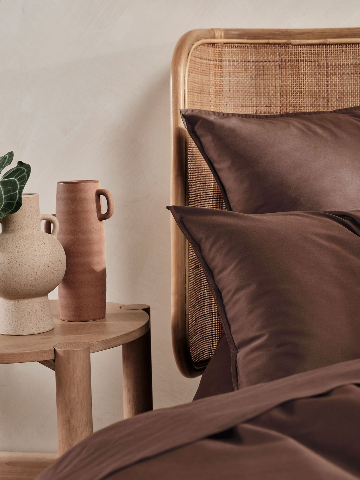 European Pillowcase - 400TC Bamboo Cotton Nara Chocolate - 65cm x 65cm