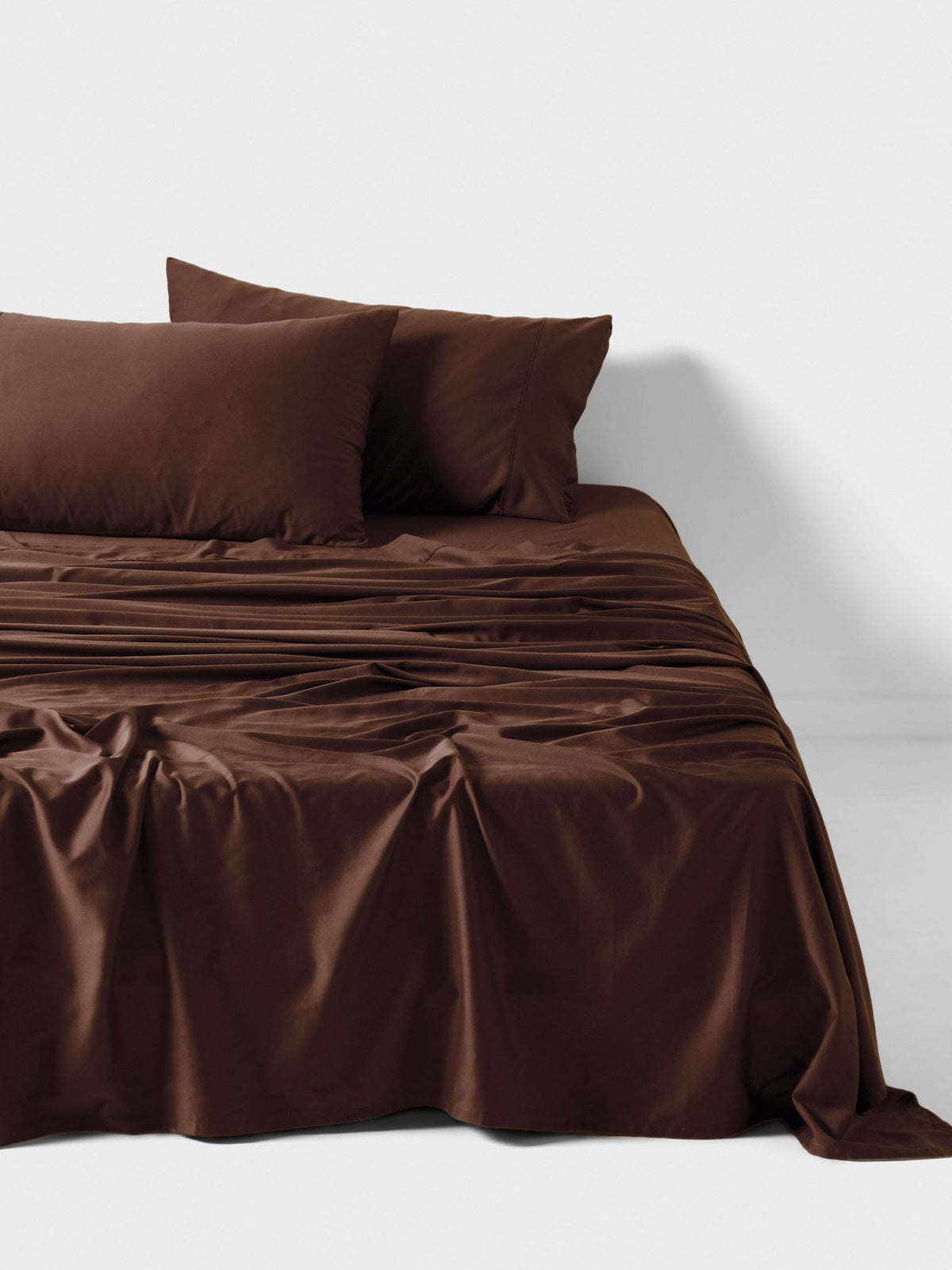 Sheet Set - 400 Thread Count Bamboo Cotton Nara Chocolate - Super King Brown