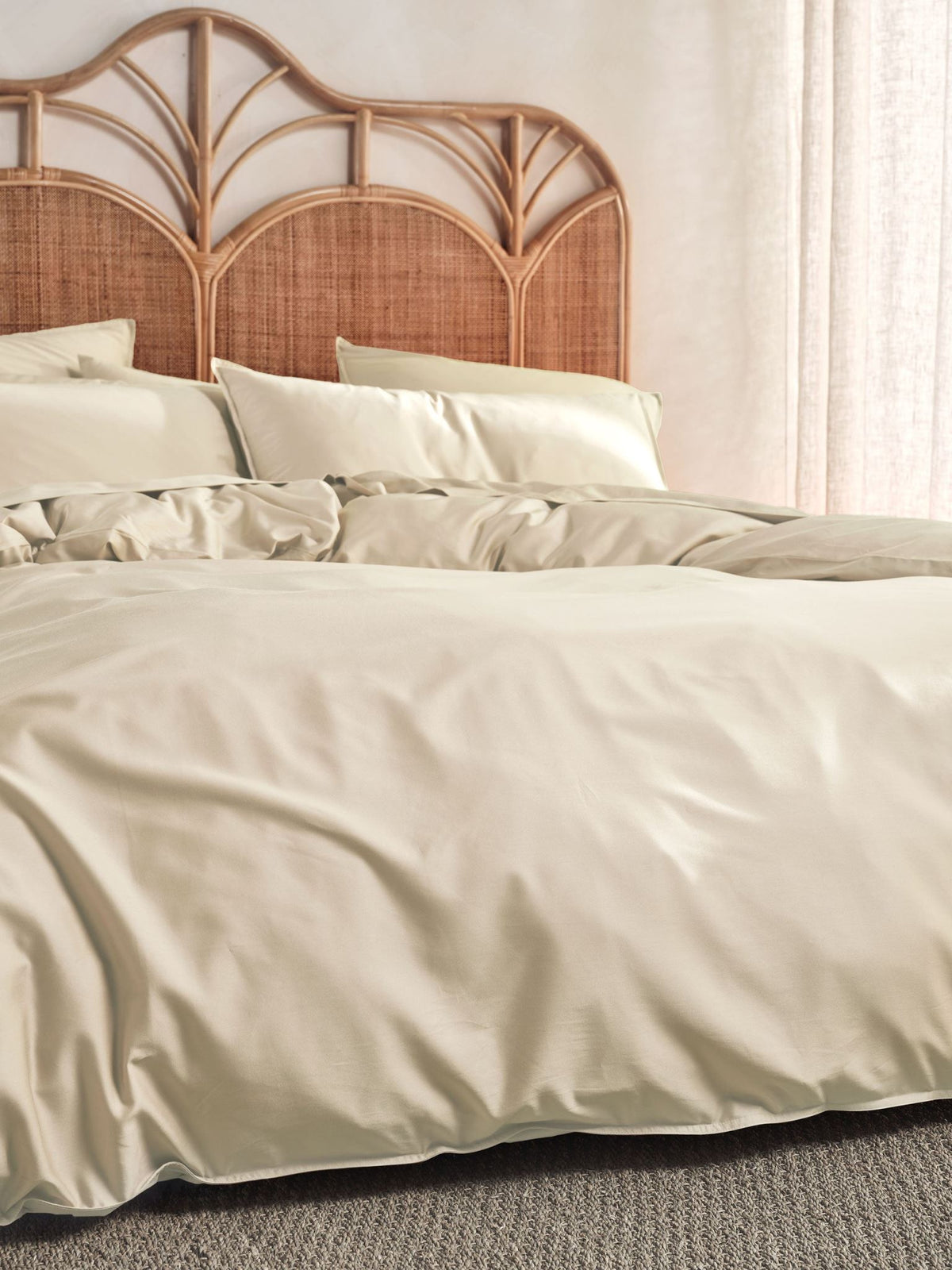Quilt Cover Set - 400 Thread Count Bamboo Cotton Nara - Single Natural