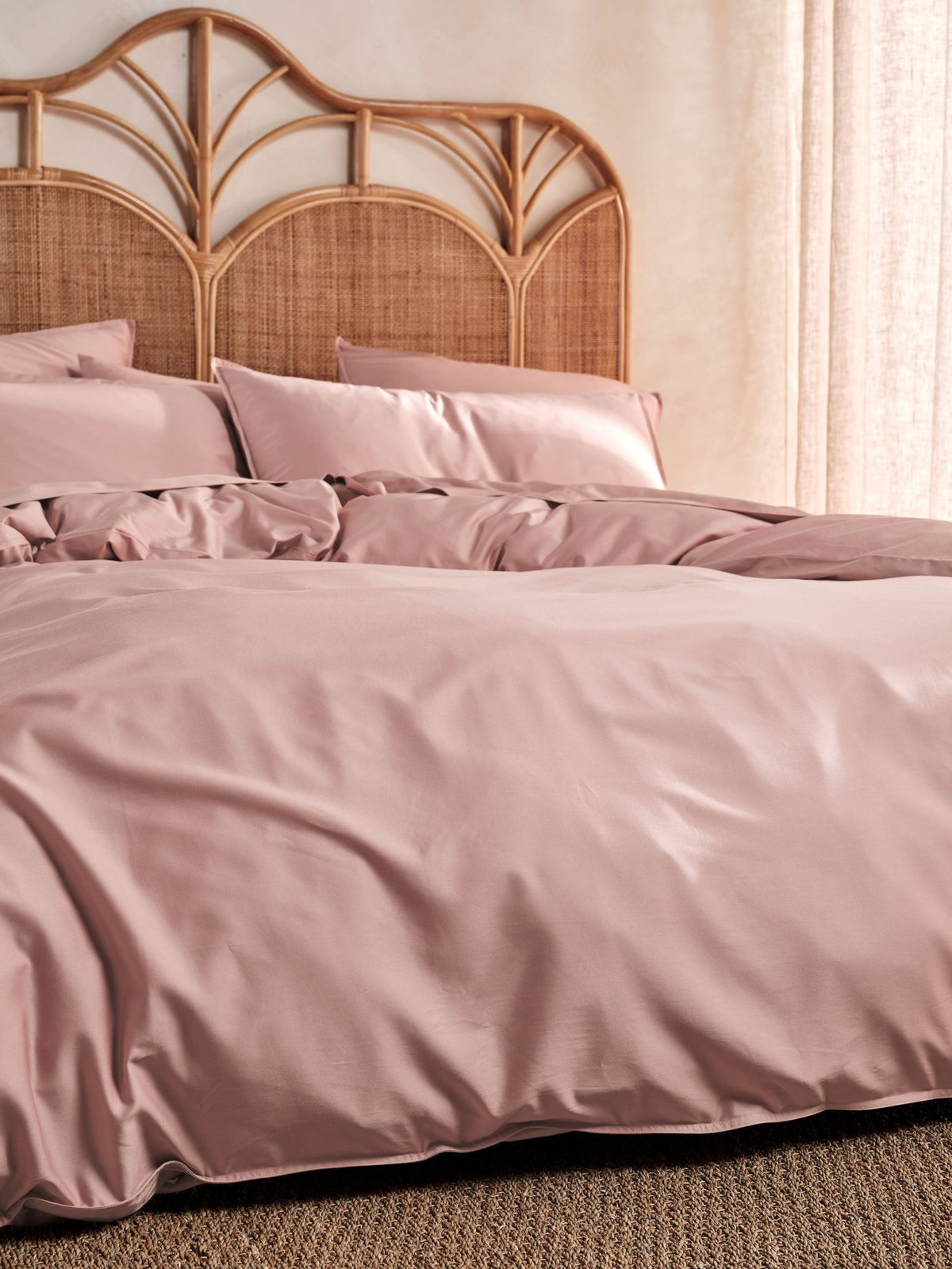 Quilt Cover Set - 400 Thread Count Bamboo Cotton Nara Rose - Double Pink