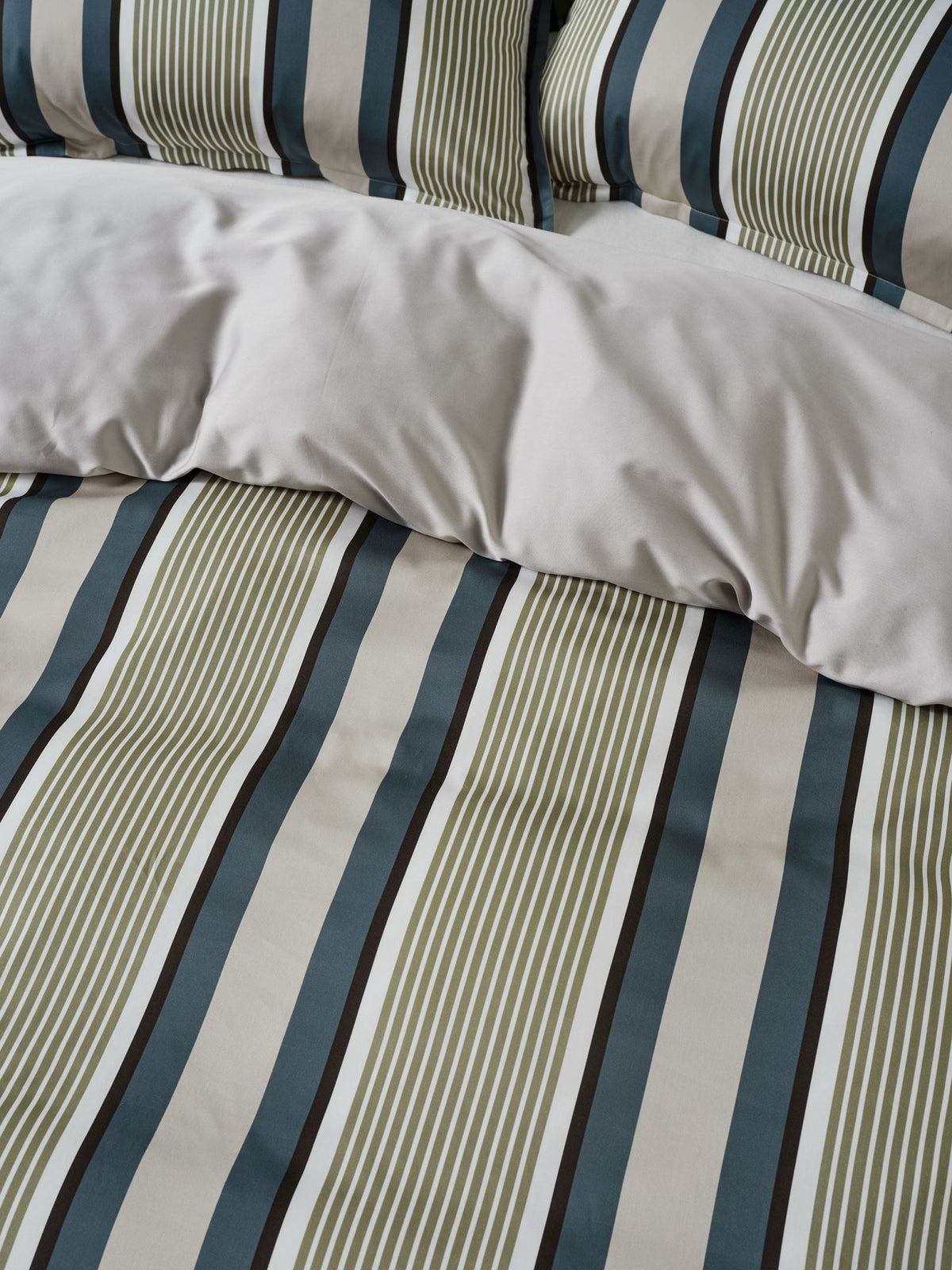 Quilt Cover Set - Nara Stripe Bluestone Linen House - Queen Blue