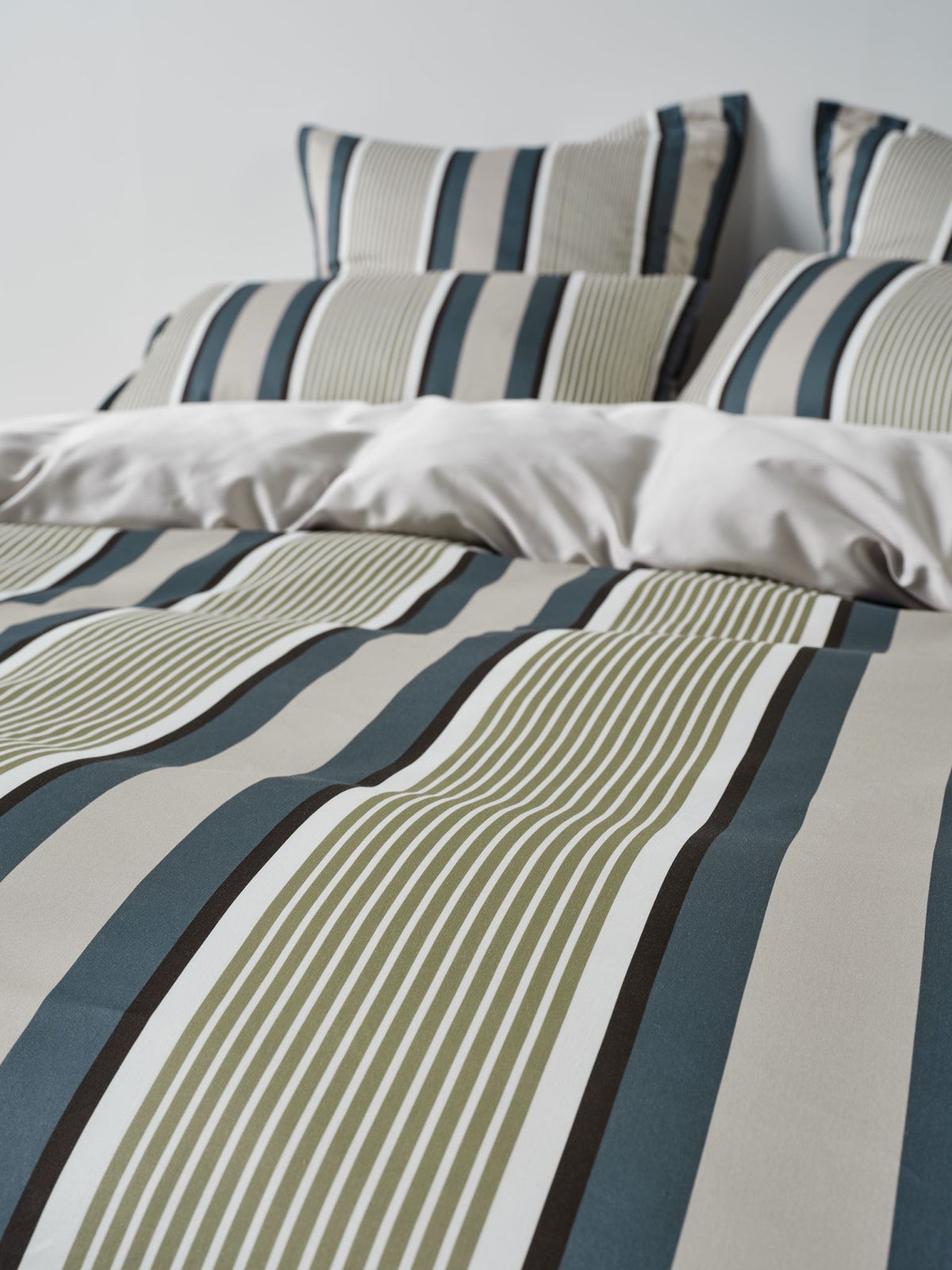 Quilt Cover Set - Nara Stripe Bluestone Linen House - Queen Blue