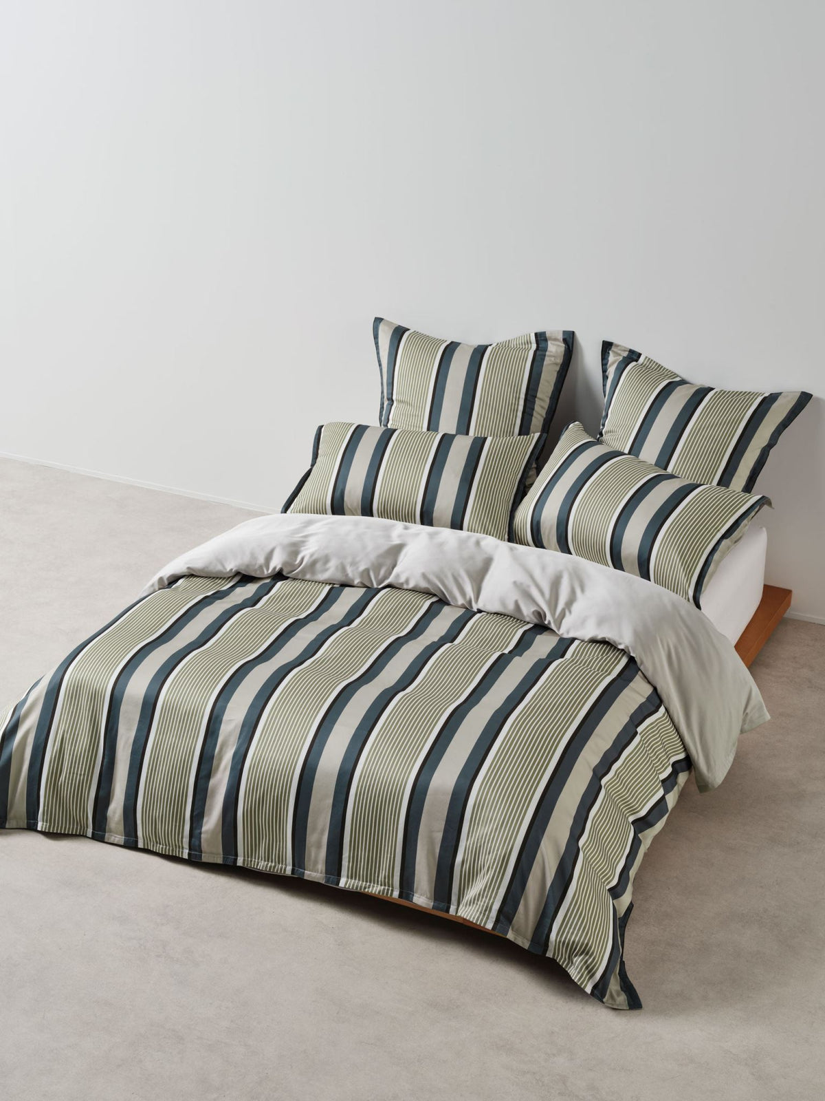 Quilt Cover Set - Nara Stripe Bluestone Linen House - Queen Blue