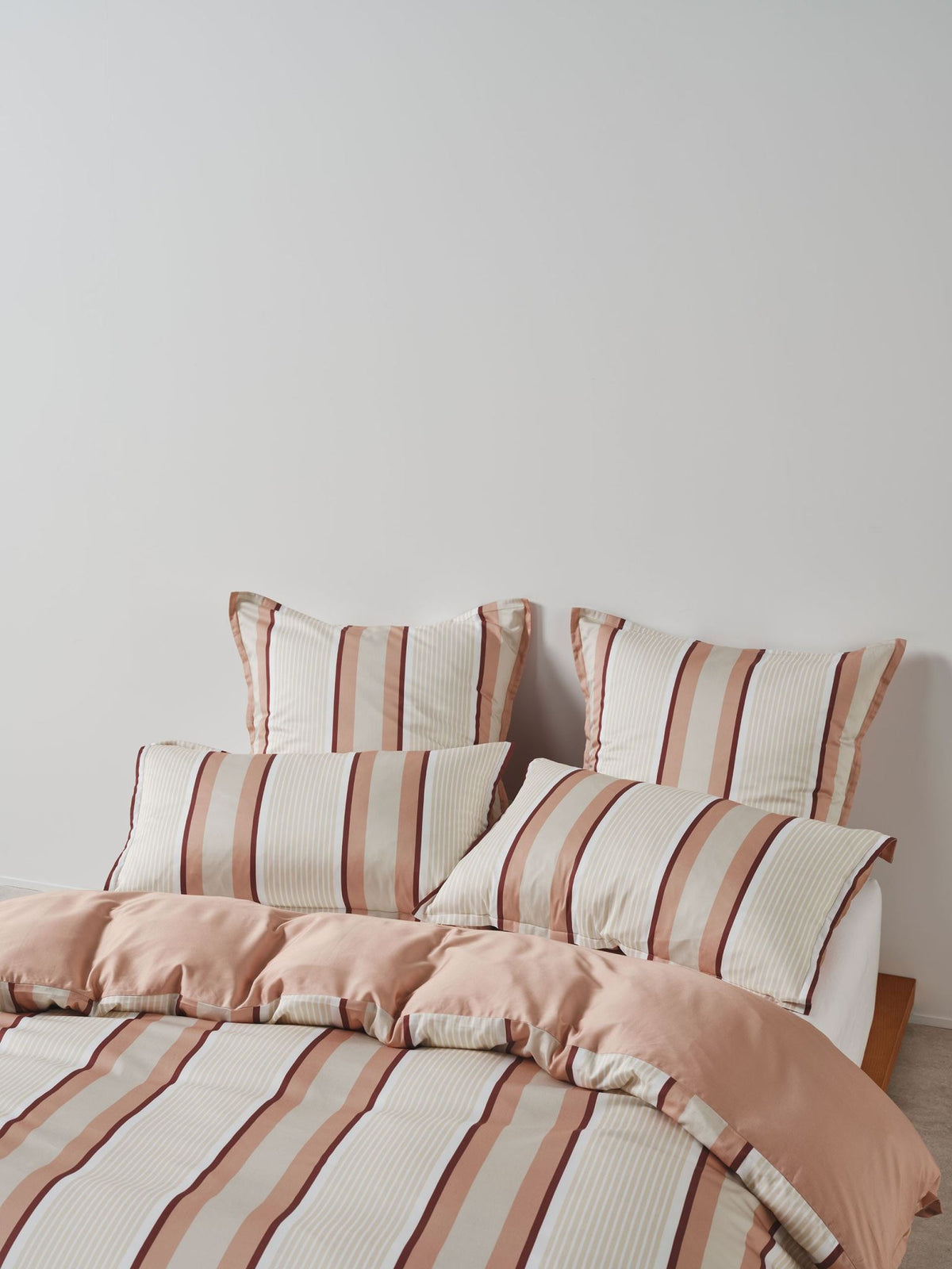 Quilt Cover Set - Nara Stripe Clay Linen House - Queen Pink