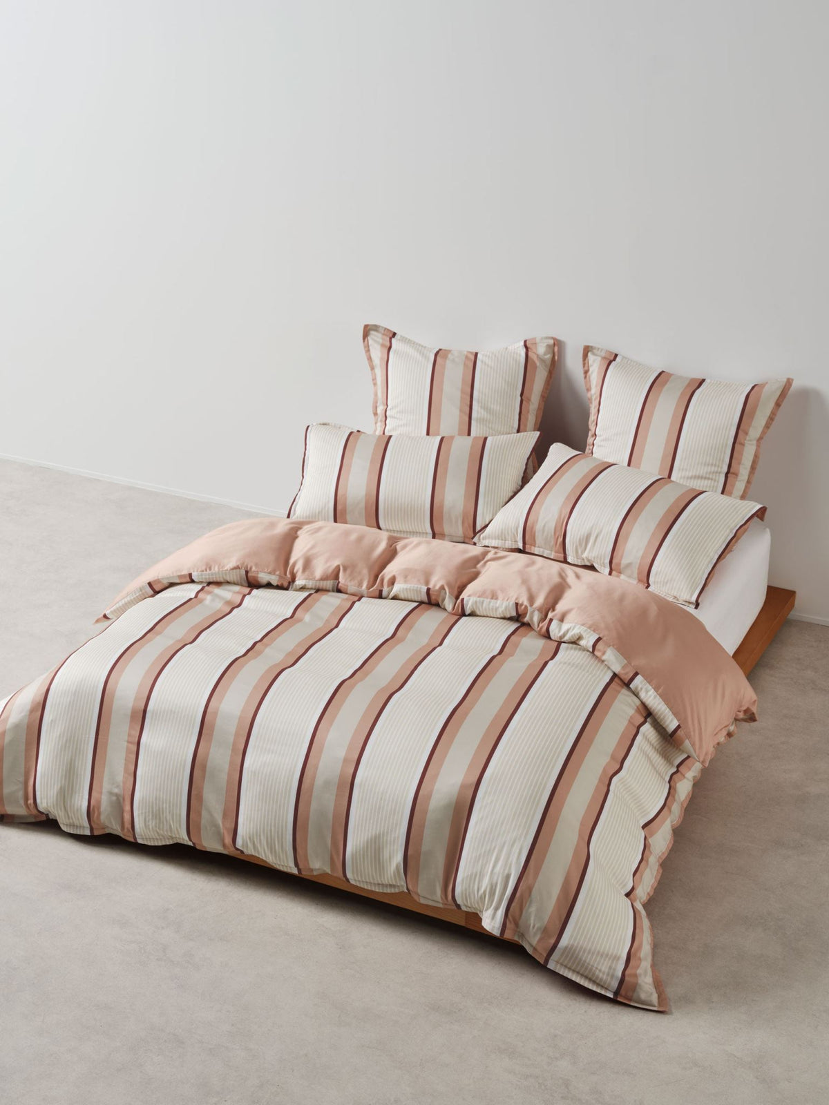 Quilt Cover Set - Nara Stripe Clay Linen House - King Pink