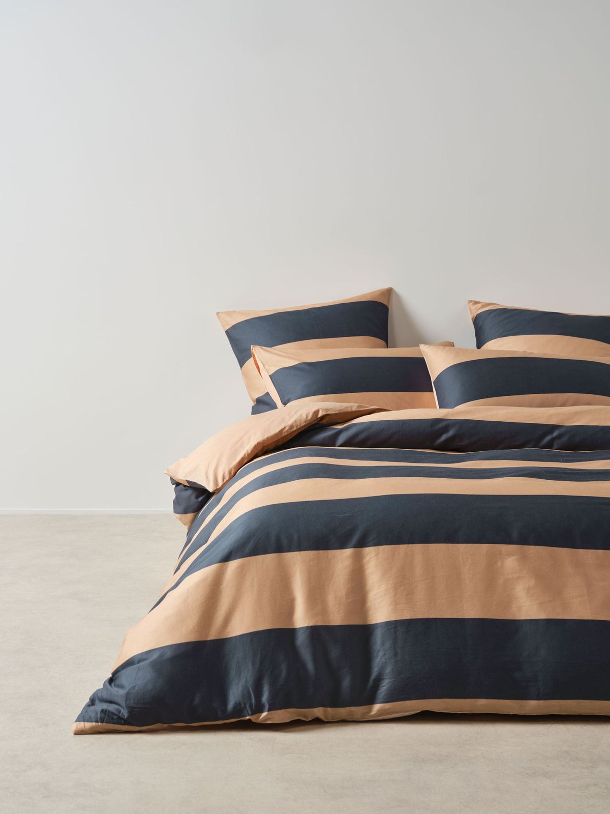 Quilt Cover Set - Rugby Stripe Bluestone Linen House - Single Blue