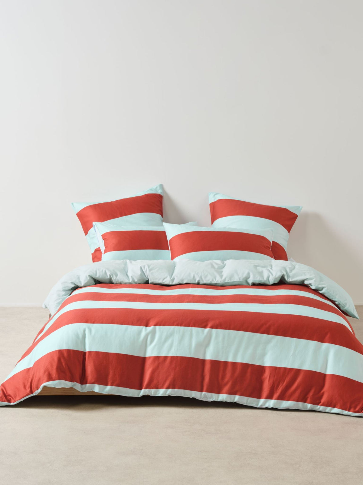 Quilt Cover Set - Rugby Stripe Chilli Linen House - Super King Brown