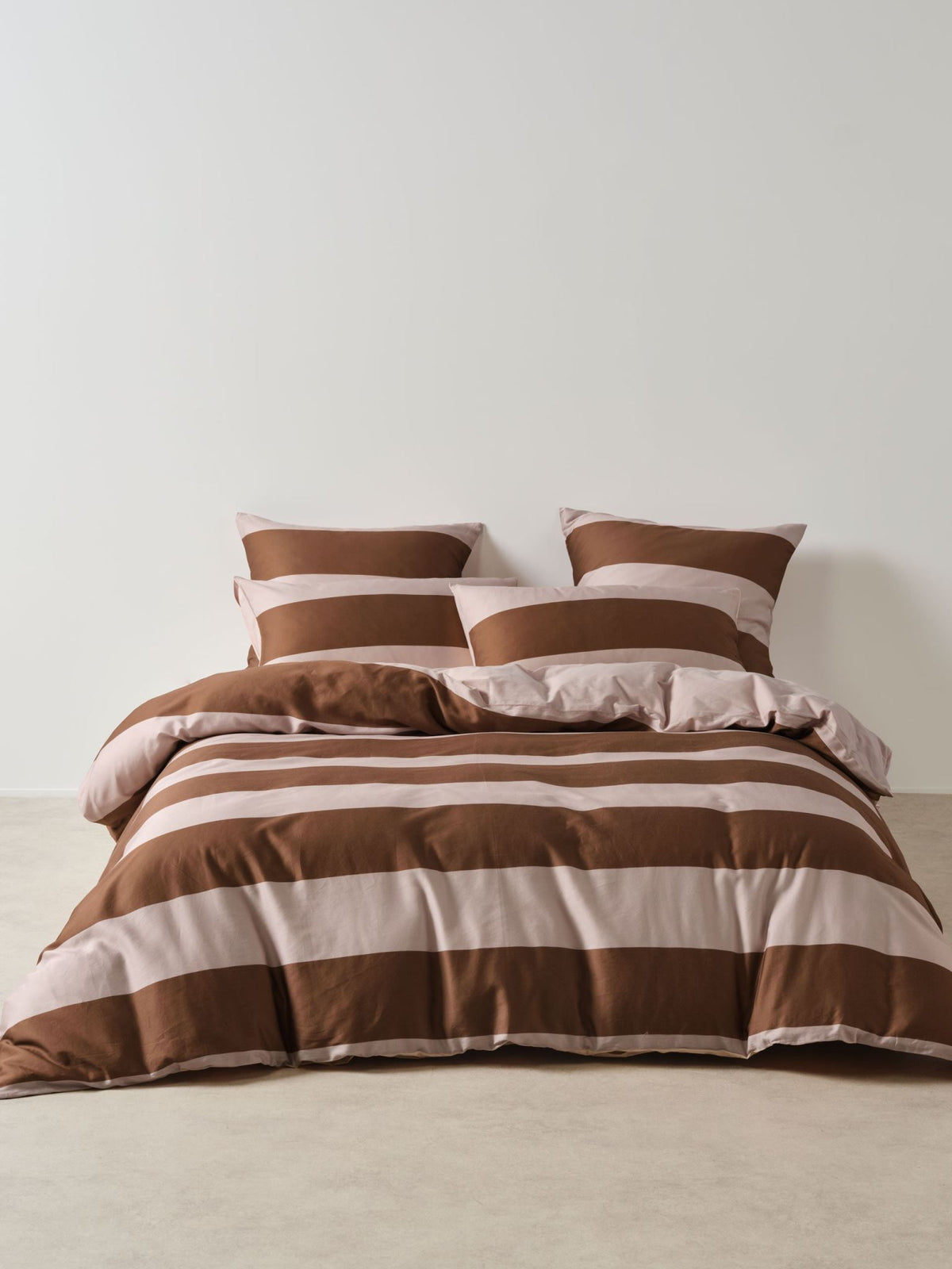 Quilt Cover Set - Rugby Stripe Orchid Linen House - Single Purple
