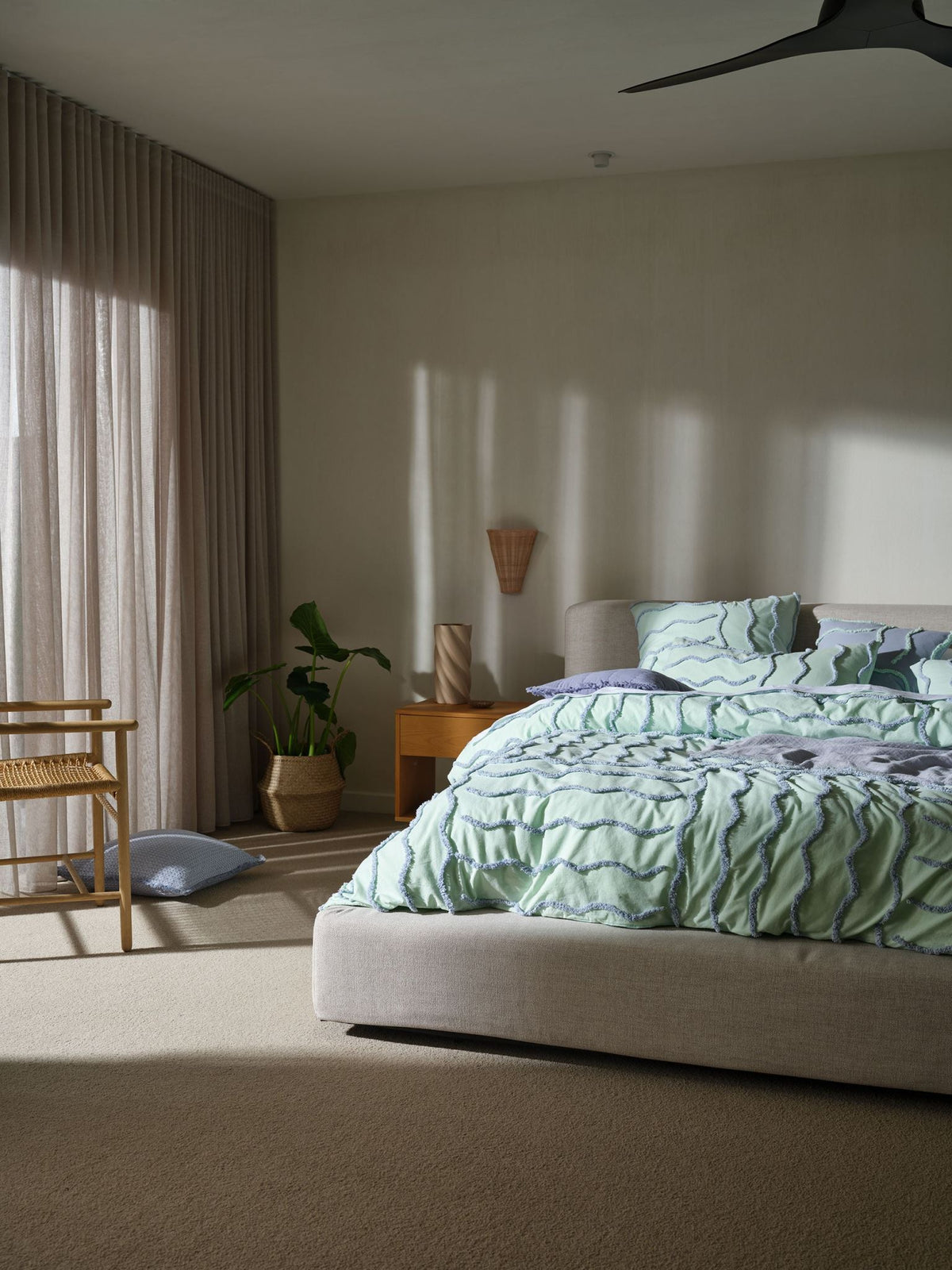 Quilt Cover Set - Metung Mint Linen House - Double Green