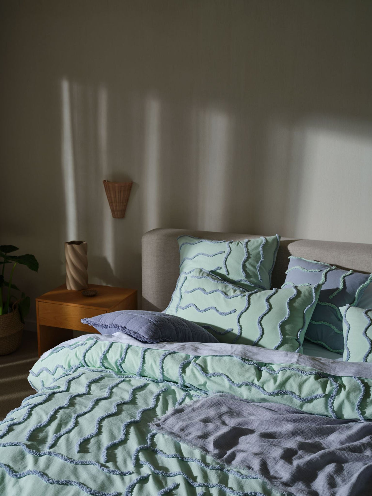 Quilt Cover Set - Metung Mint Linen House - Queen Green