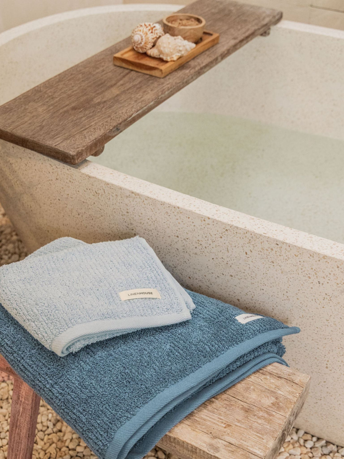 Bath Towel - Reed Ocean Linen House - 69cm x 139cm Blue