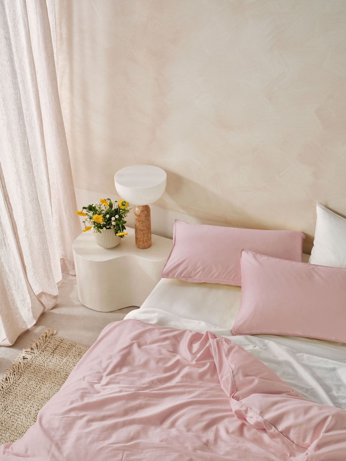 Quilt Cover Set - Surf Wash Dusty Rose 400 Thread Count - Queen Pink