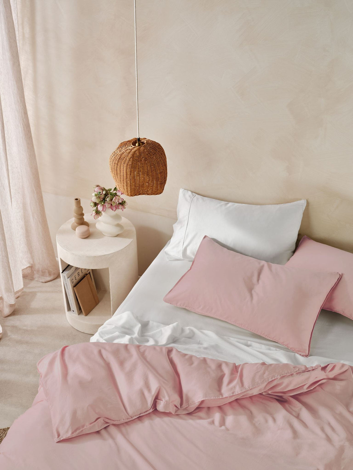 Quilt Cover Set - Surf Wash Dusty Rose 400 Thread Count - Super King Pink