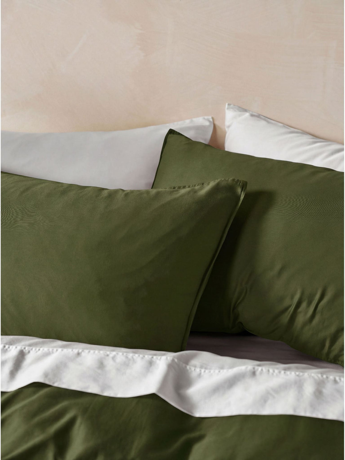 Quilt Cover Set - Surf Wash Fern 400 Thread Count Linen House - Queen Green