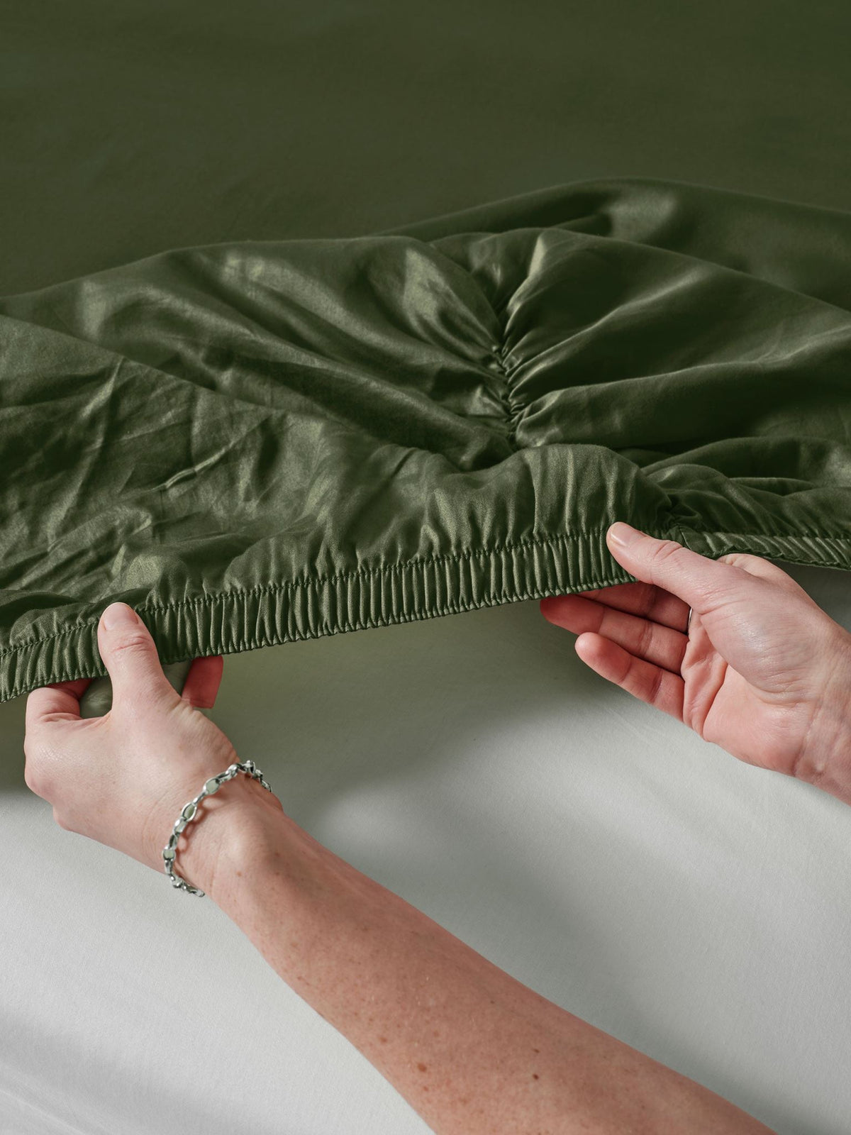 Sheet Set - Surf Wash Fern 400 Thread Count Linen House - Double Green