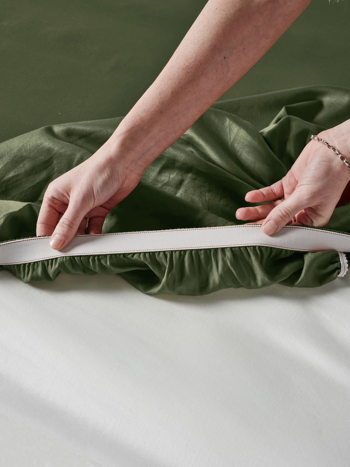 Sheet Set - Surf Wash Fern 400 Thread Count Linen House - Double Green