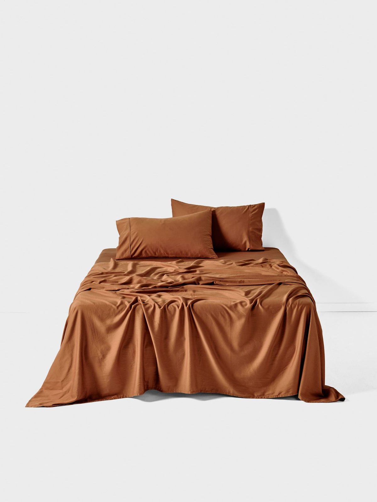 Sheet Set - Surf Wash Rust 400 Thread Count Linen House - Single Brown