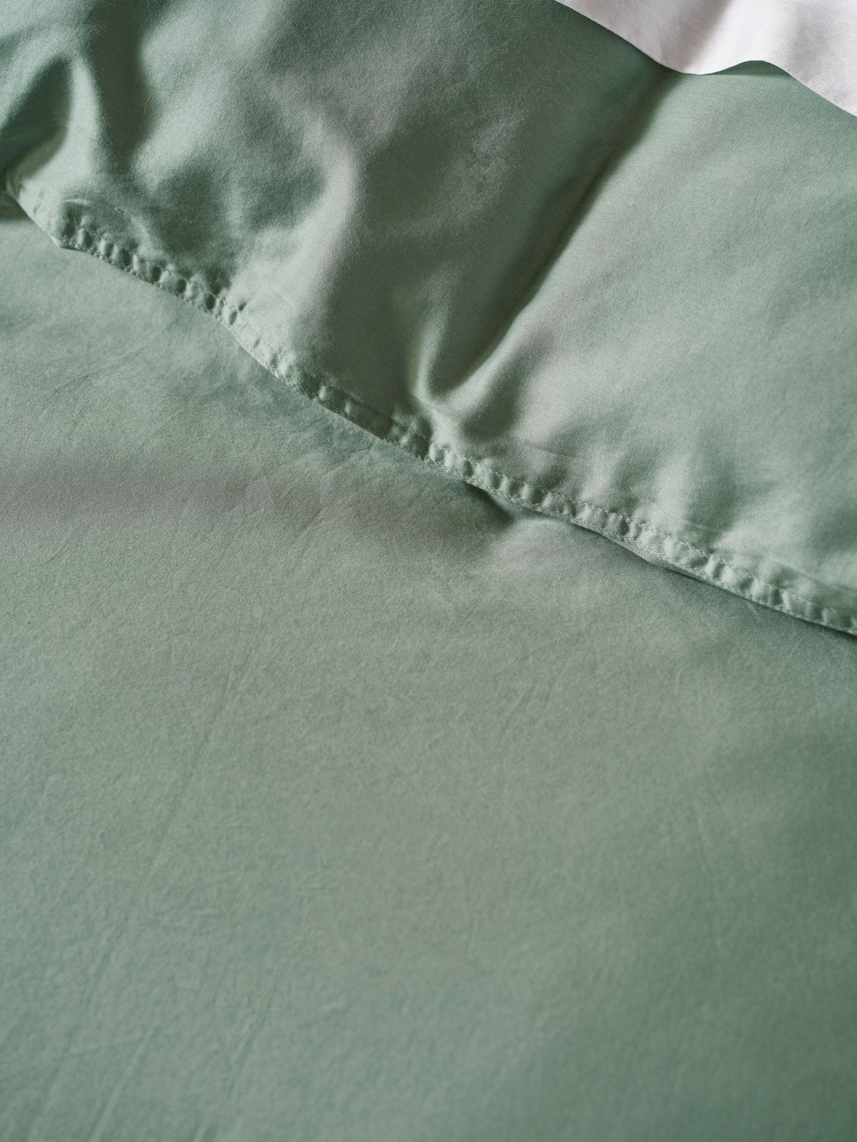 Quilt Cover Set - Surf Wash Seafoam 400 Thread Count Linen House - Double Green